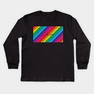 Retro Diagonal Rainbow Stripes Love Kids Long Sleeve T-Shirt